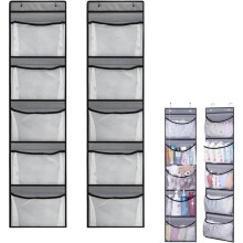 Lot de 2 organiseurs de rangement suspendus pour porte, grande capacité, avec 5 poches en filet