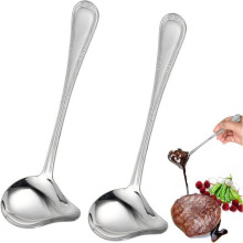 Lot de 2 cuillères à sauce, louche à sauce avec bec verseur, louche à sauce en acier inoxydable, cuillère à sauce avec bec verseur