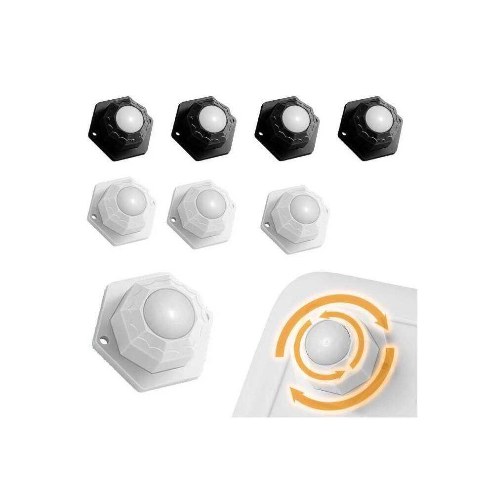 Lot de 8 mini roulettes auto-adhésives, roulettes pivotantes avec vis, roulettes plates pour meubles, charge 100 kg, roulettes pour meubles