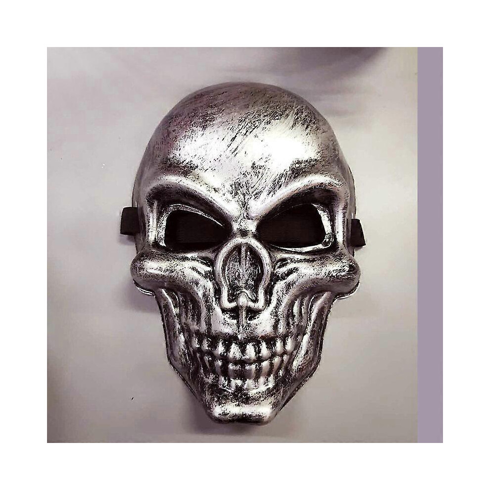 (As show, One size) Halloween Skull Mask Horror Festival Mask Ghost Head Mask Horror Smiley Cold Light Mask (Silver Ghost Head)