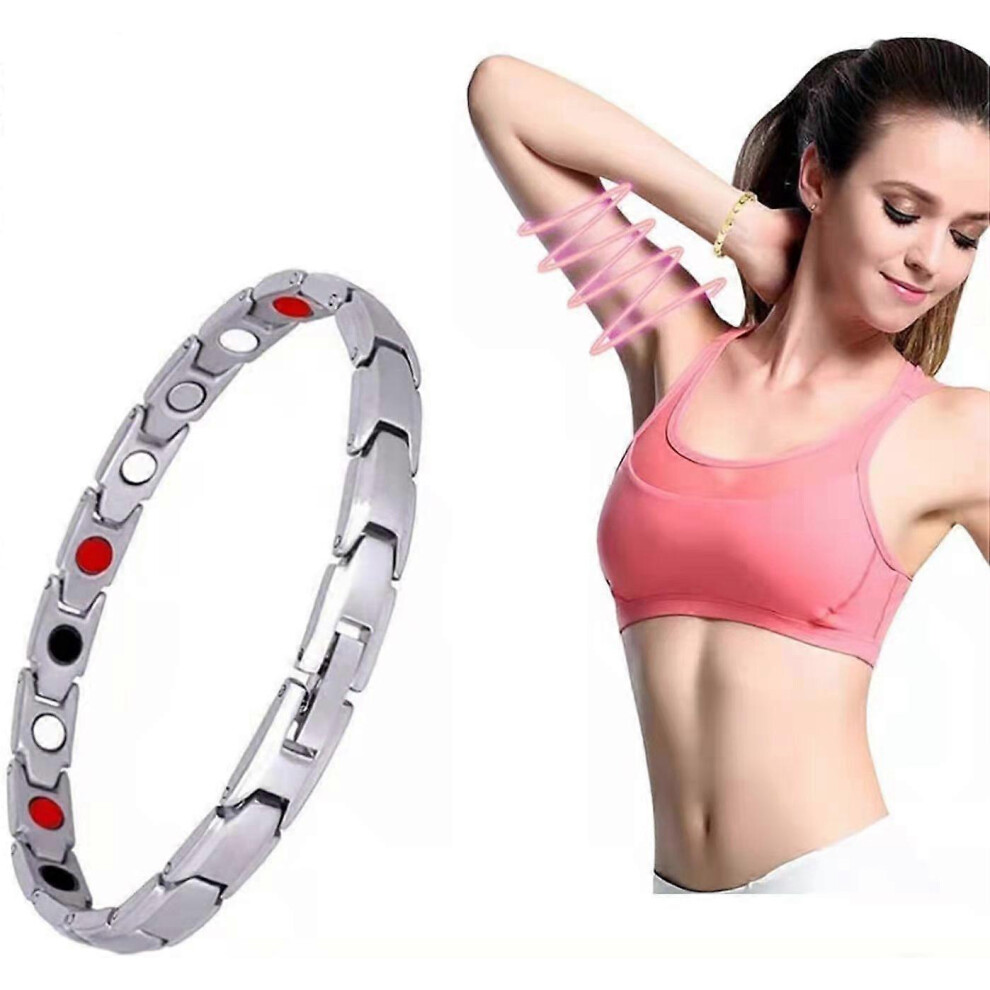 (As show, One size) Lymph Drainage Magnetic Bracelet Therapeutic Slimming Bracelet Promotes Blood silver