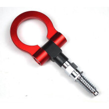 (As show, One size) Car modified front bar universal trailer hook trailer tow hook bumper pull ring trailer hook European series Red