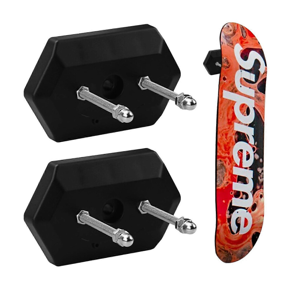 (As Show, One Size) 2 Pcs Skateboard Wall Mount Skateboard Display Hanger Skateboard Hanger Hook Vertical And Horizontal For Skateboard Deck Display S Black