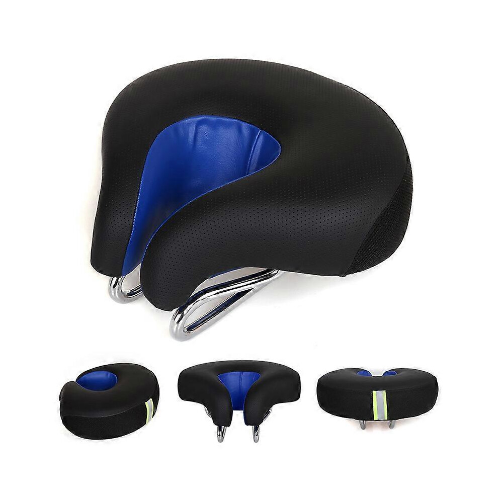 (As show, One size) Comfortable Ergonomic Shockproof Mountain Bike Saddle blue