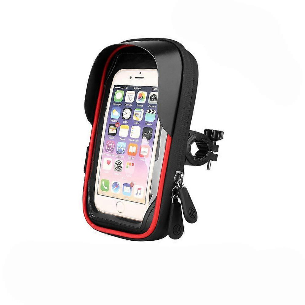 (As show, One size) Electric car mobile phone bracket motorcycle mountain bike mobile phone navigation bracket package-waterproof bicycle mobile phone bracket Red