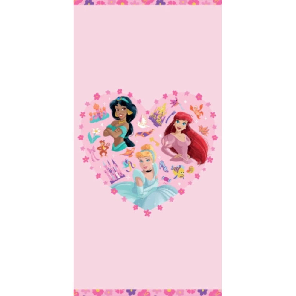 Disney Princess Bath Beach Towel 140 X 70 Cm Cotton Cinderella Ariel Multicoloured