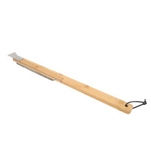 Long Pizza Oven Brush with Scraper Mounted Metal Bristles Pizza Brush Removable Pizza Brush with Wooden Handle