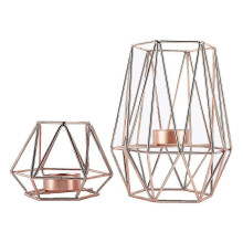 (As show, One size) 2 Pcs Hexagon Geometric Tea Light Candle Holders,iron Hollow Candle Holders,for Wedding , (s+l)