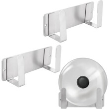Supports muraux pour couvercles de casseroles, auto-adhésifs, gain de place, pour porte d'armoire, argent