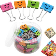 Lot de 40 pinces Ă double clip Smile 19 mm, trombones pliables, trombone, trombone de bureau, trombone Ă documents, trombone pliant