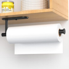 Porte-essuie-tout mural, porte-rouleau de cuisine autocollant ou double trou percé pour armoire de cuisine ou salle de bain