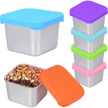 Lot de 6 boîtes à lunch en acier inoxydable avec couvercles, réutilisables, petites boîtes à lunch portables, étanches, faciles à ouvrir