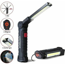 Lampe de travail LED rechargeable 800 lumens, base magnétique, 5 modes, pour garage, camping, urgence, VHV