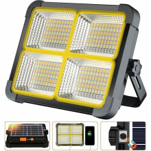 Projecteur LED rechargeable 336 LED 100 W Panneau solaire 4 modes Batterie 12 000 mAh Idéal pour le camping VHV