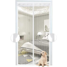 (As show, One size) Moustiquaire Magntique Blanche Pour Porte,Rideau en Maille, Porte Avec Totalement, se Ferme Seule Pour Balcon, Installation Facile, 120x240 CM