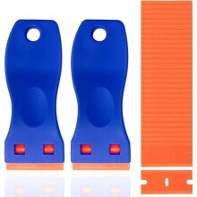 Lot de 2 grattoirs pour plaques de cuisson en céramique avec 30 lames en plastique. Ce grattoir en plastique permet de retirer les autocollants et