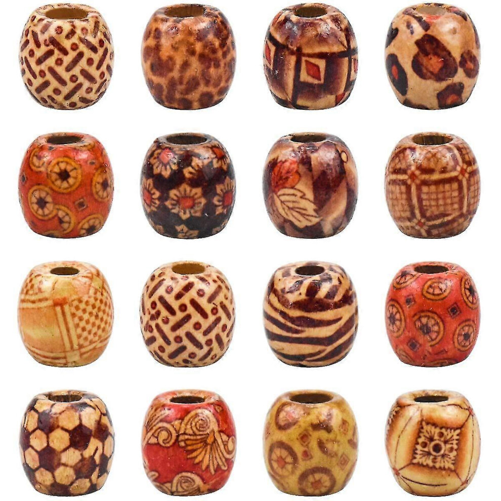 (As show, One size) 100pcs Wooden Beads For Crafts, Large Hole Beads For Macrame For Bracelet Necklace Jewellery Making Diy Hair Braid, 10mm