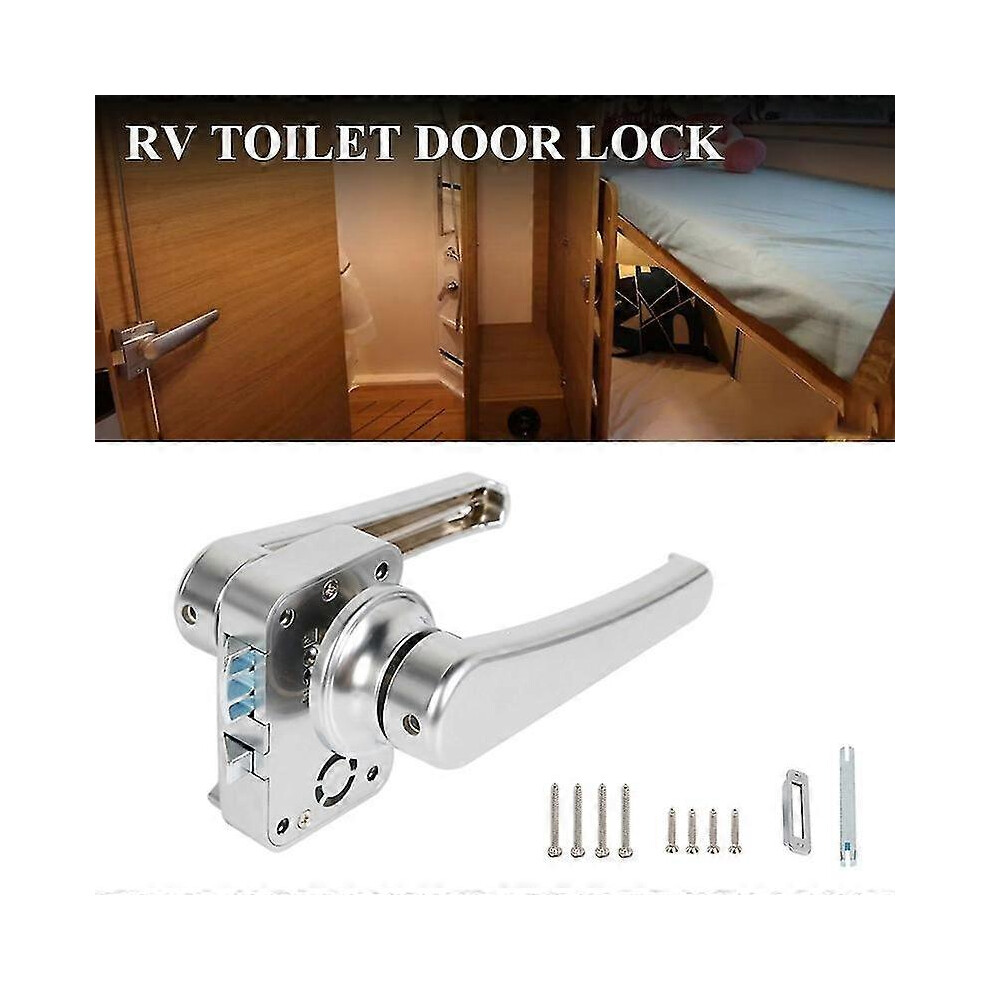 (As show, One size) Rv Toilet Door Lock Bathroom Door Lock Caravan Boat Latch Handle Lock