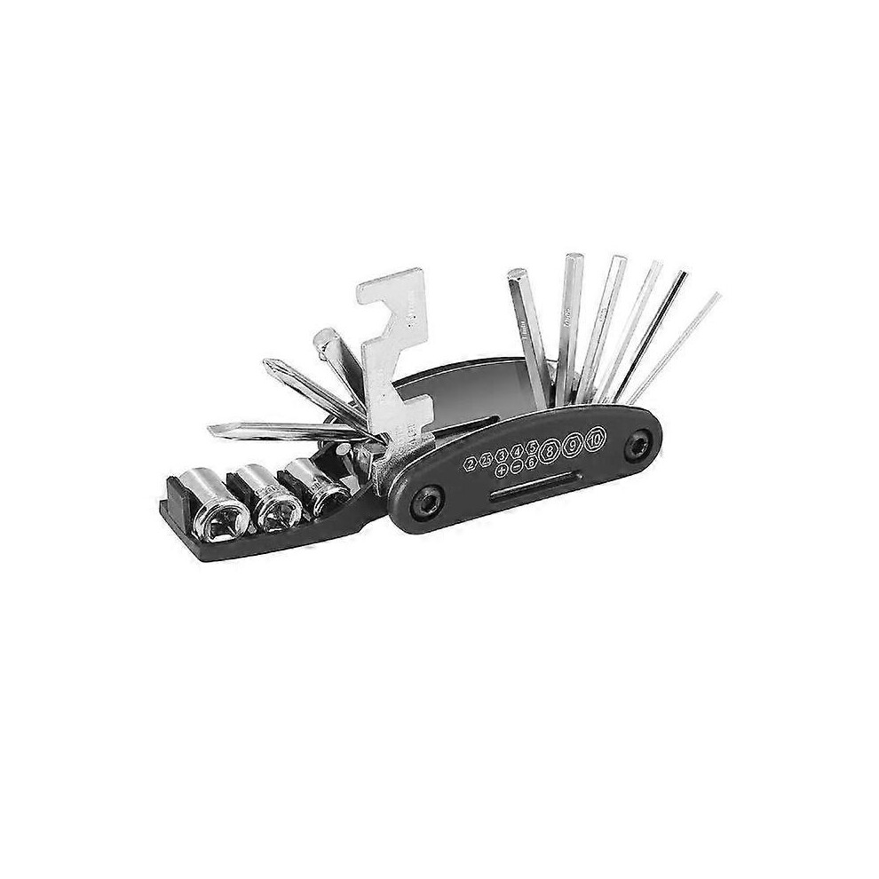(As show, One size) 16 in 1 Pocket Multi-Tool compatible with Bicycles / Mountain Bikes, Combination Tire Repair Tool Multifunctional Folding Car Repa