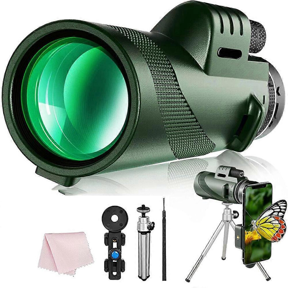 (As show, One size) Monocular 80x100 High Power Hd Monocular Starscope Monocular With Smartphone Holder And Waterproof Tripod For Bird Watching, Hunting, Travel, Camping