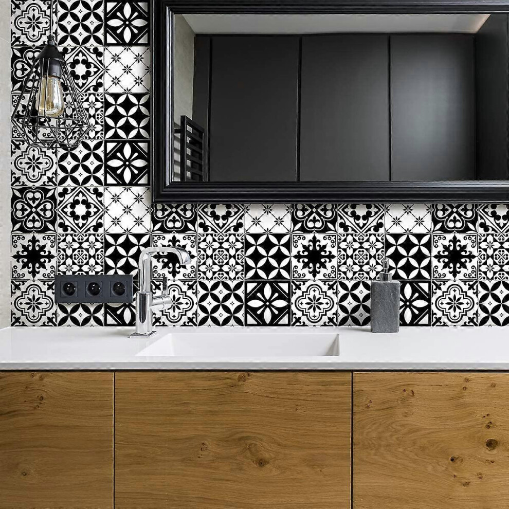 (As show, One size) Tile adhesive stickers | Self Adhesive Cement Tiles - Mosaic Wall Tiles Bathroom and Kitchen | Adhesive Wall Cement Tiles - azulejos 15 x 15 cm - 30 p