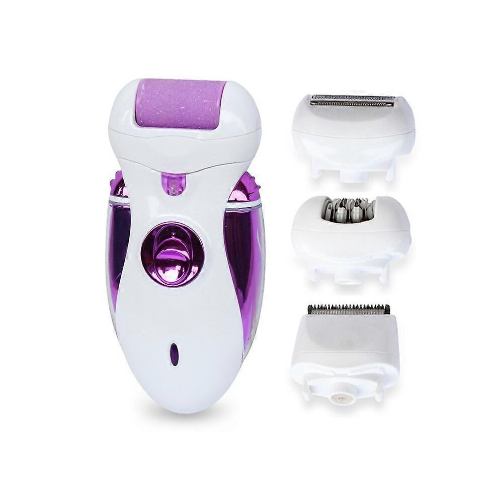 (As show, One size) New 4 in 1 Rechargeable Ladies Shaver Electric Epilator Foot Grinder Hair Trimmer For Children Epilator purple