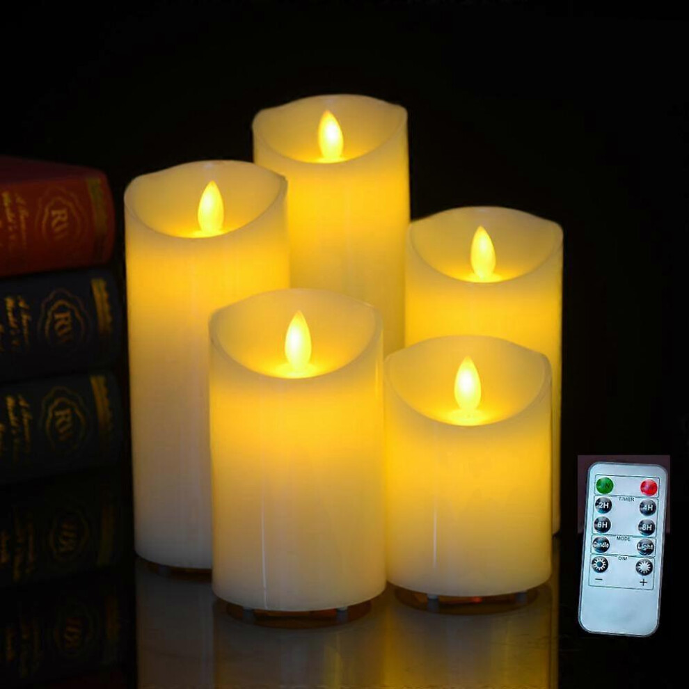 (As Show, One Size) Led Candles, Set Of 5 Christmas Decoration Candles(10Cm, 12.5Cm, 15Cm, 17.5Cm, 20Cm), Flameless Candle With 10 Key Remote Control, Light