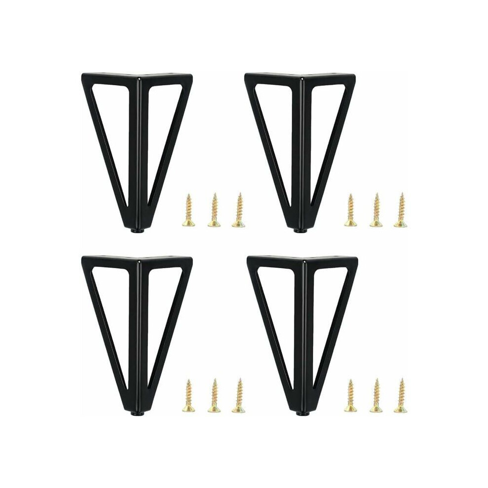 Lot de 4 pieds de meubles en métal noir 6"15cm pour chaises, armoires et canapés VHV