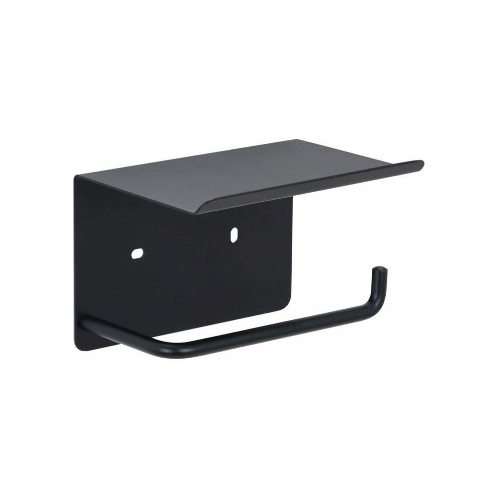 Porte-papier toilette avec étagère adhésive, fixation murale sans perçage, en acier inoxydable SUS 304 noir VHV