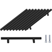 Lot de 10 poignées de porte noires 160 mm en acier inoxydable pour meubles avec vis VHV