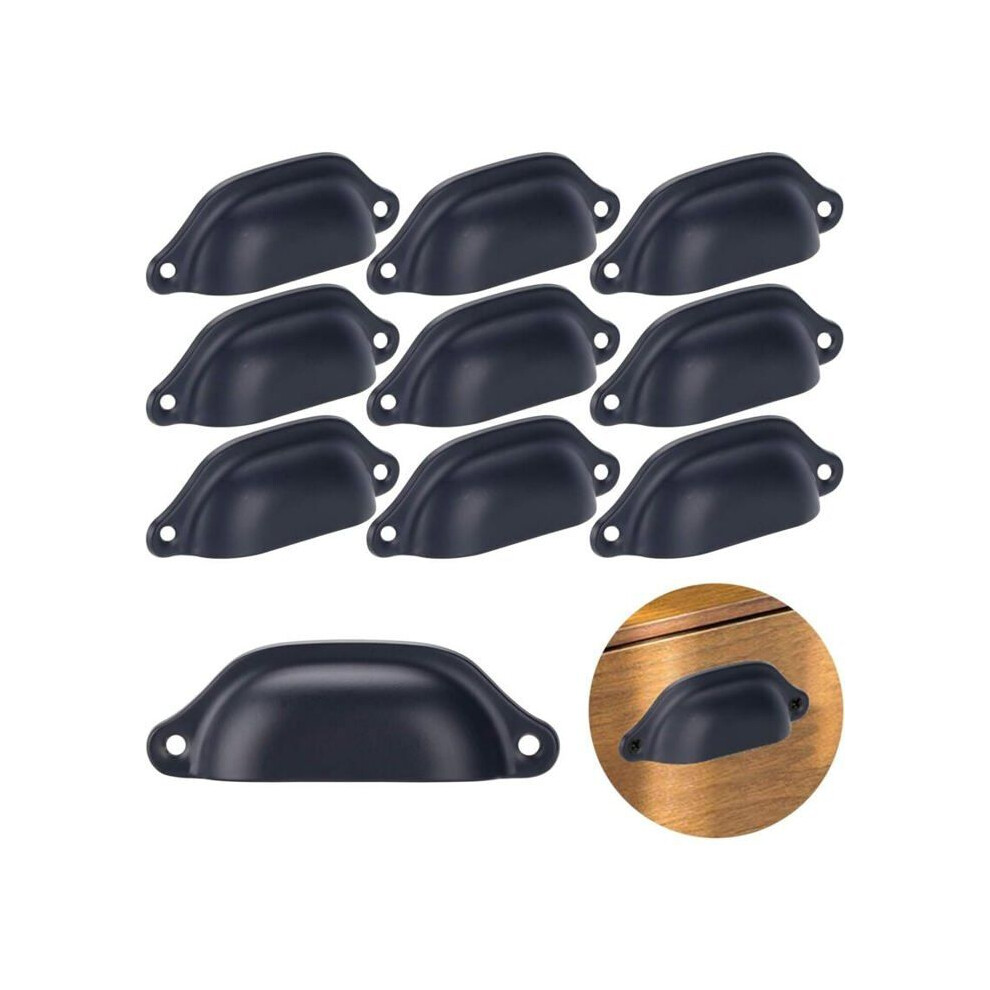 Lot de 20 poignées de tiroir vintage en fer et coquille noire pour armoire, tiroir, armoire à pharmacie VHV