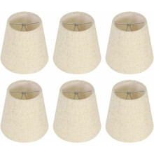 Lot de 6 petits abat-jours en toile de jute avec ampoule Ă clipser pour lampe de table et lampadaire. Abat-jour VHV