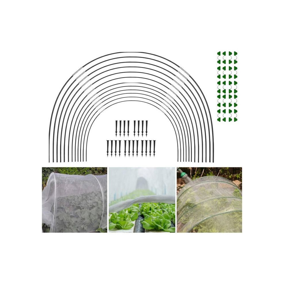 Serre de jardin - Kit de serre tunnel 30 pièces, cerceaux pour serre tunnel, cadre de serre, filet de tunnel, jardin pour extérieur VHV