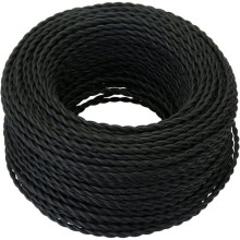 Câble électrique textile tressé en chanvre 10 m 2 x 0,75 mm pour lampe suspendue DIY noir THT