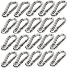 20 mousquetons en acier inoxydable 304, dimensions 50 x 5 mm, pour porte-clés, camping, pêche et randonnée VHV