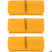 Lot de 3 étuis de rangement portables en cuir jaune VHV pour lunettes de voyage