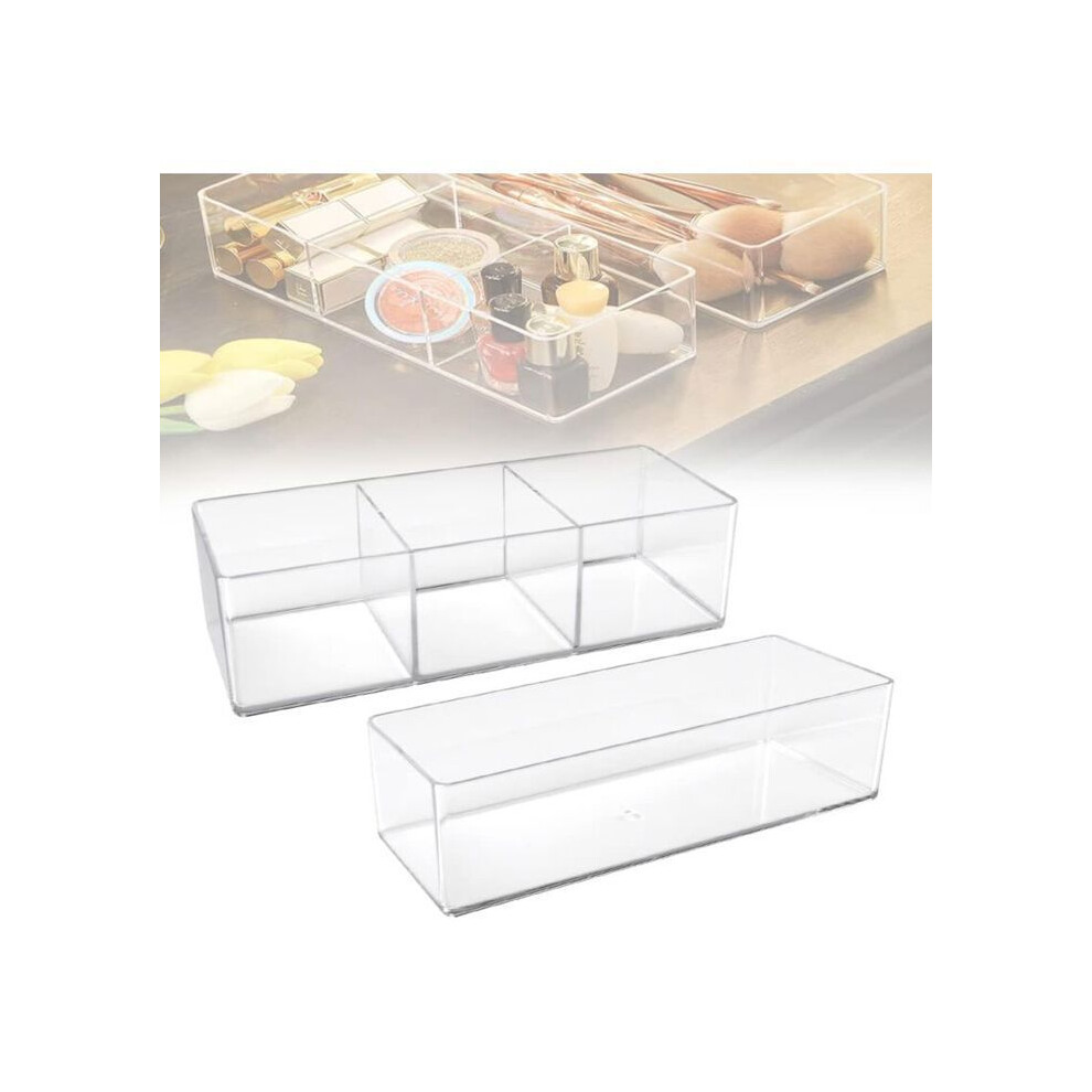 Lot de 2 organiseurs de maquillage empilables pour bureau et salle de bain Transparent VHV