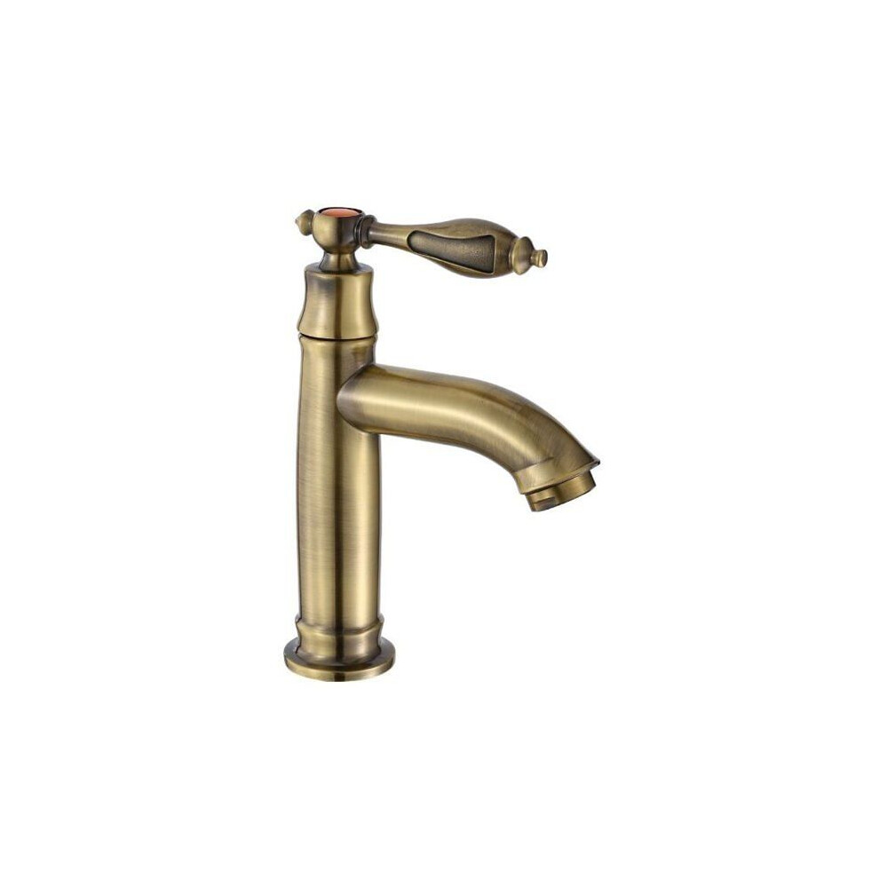 Robinet mitigeur de lavabo en laiton massif de style rétro, bec tubulaire en laiton rétro, robinet mitigeur d'eau froide à trou unique pour cuisine