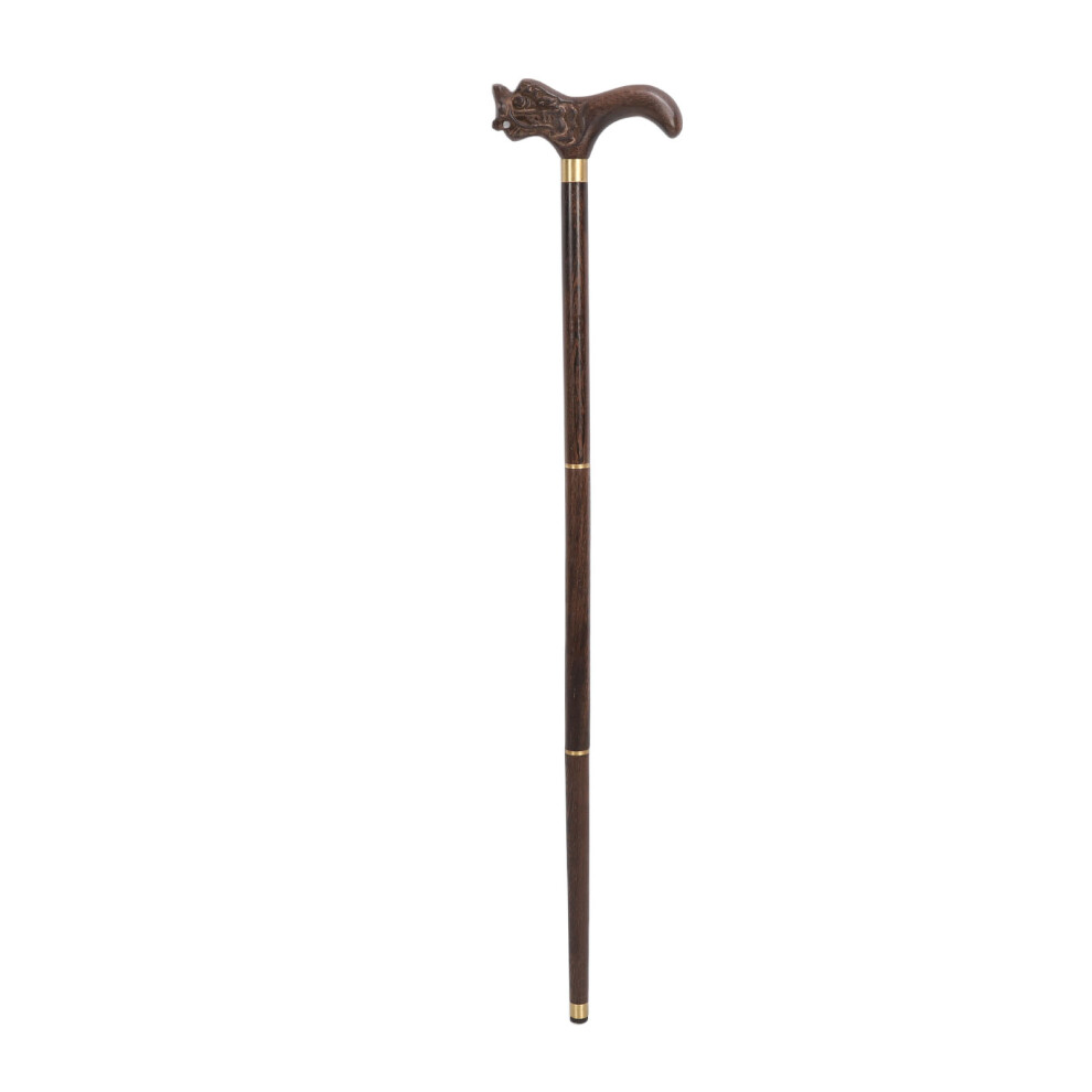 3 Sections Wooden Walking Cane Wenge Collapsible Folding Hand Walking Sturdy Ergonomic Stick for Elderly