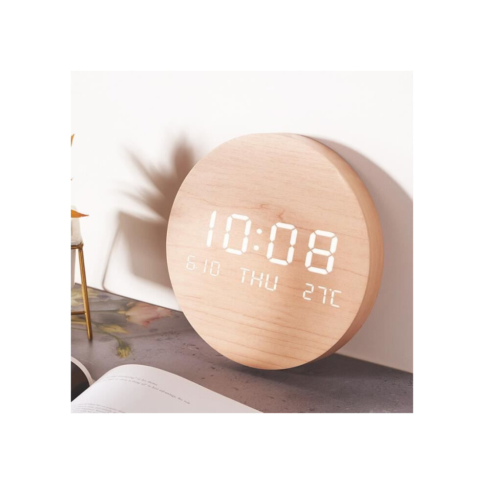 Horloge murale LED VHV - Affichage de la température et de la date - Décoration murale scandinave/moderne