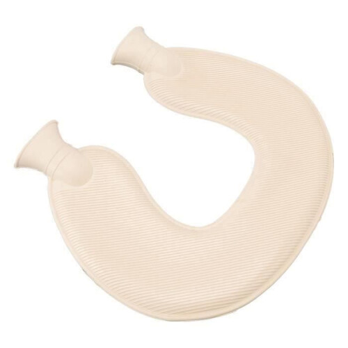 Bouillotte en forme de U, double isolation, tricotée, housse décorative en lin, rose 2
