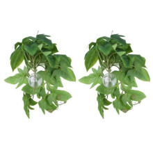 Plante artificielle - VHV - Feuilles en plastique réalistes - 2 pièces - Vert - Décoration d'aquarium