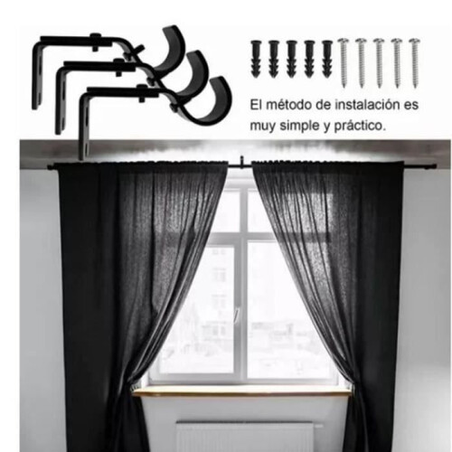 Support de tringle à rideau - VHV - Réglable - Fer durable - Installation facile - 3 crochets muraux 2