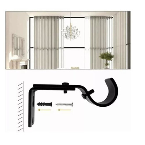 Support de tringle à rideau - VHV - Réglable - Fer durable - Installation facile - 3 crochets muraux 1