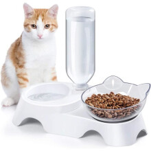 Gamelles pour chat, abreuvoir et distributeur automatique pour chat, distributeur d'alimentation lente 2 en 1 pour chaton et chiot
