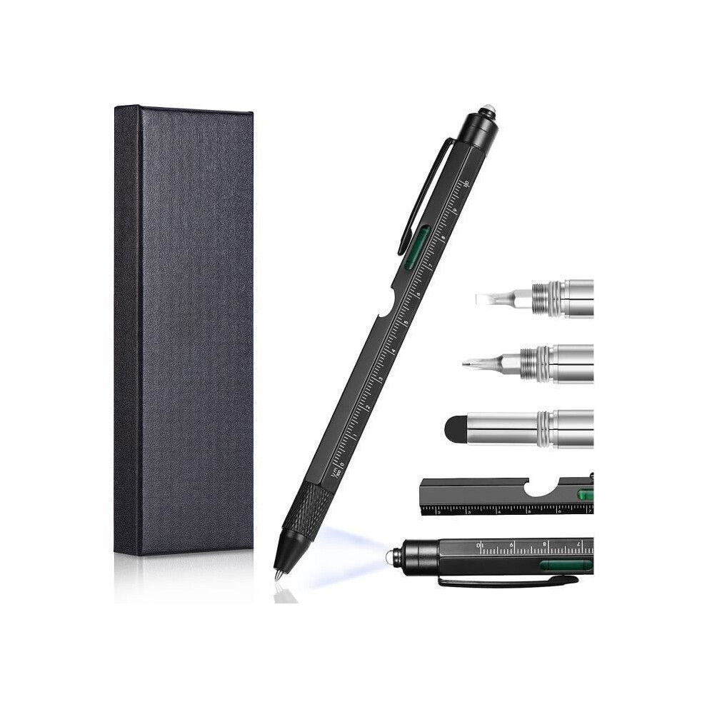 Stylo multifonction 1 en 1 - Cadeau homme - Aluminium - Noir - Idéal pour les anniversaires et la fête des pères