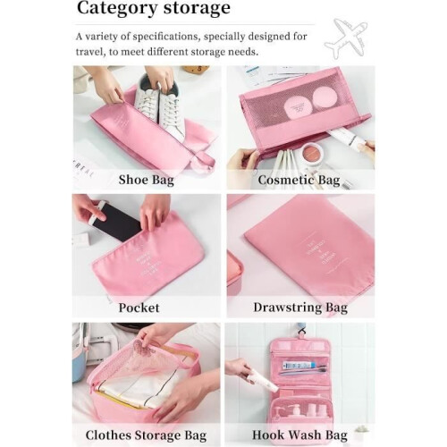 Organiseur de bagages - Marque - Lot de 10 - Polyester 290T - Imperméable - Rose 1