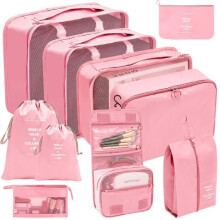 Organiseur de bagages - Marque - Lot de 10 - Polyester 290T - Imperméable - Rose