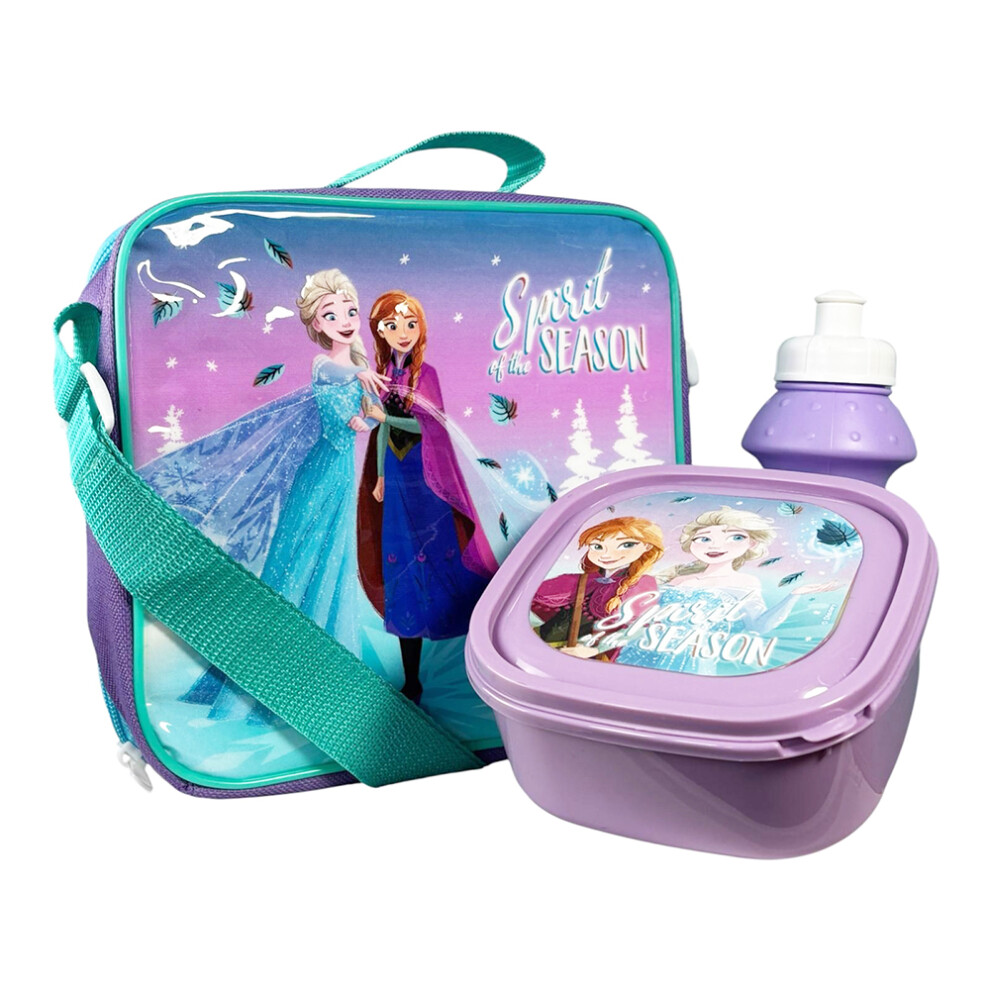 Disney Frozen Insulated 3 Piece Lunch Bag, Sandwich Box & Bottle Set Purple