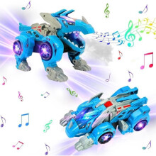 Voiture dinosaure Transformers, jouet à pulvérisation automatique avec musique et lumière, pour garçons et filles de 3 à 7 ans, cadeau, vert